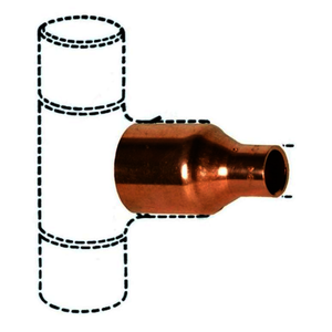 Manguito de cobre reducido M-H de 1/2" x 1/4"